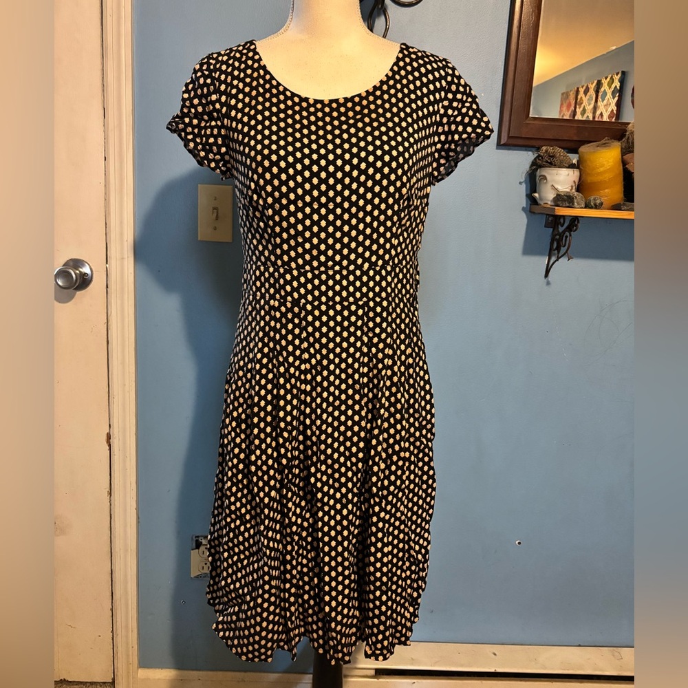 Talbots, Black & Pink, Short Sleeve, Dress